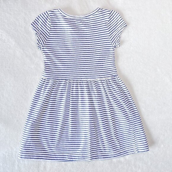 Carter's Toddler Girls Short Sleeve Dress | Skater | White Navy Stripe  | 2T - Picture 2 of 7